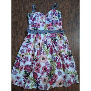 aryeh floral print dress corset ribs junior girls size medium